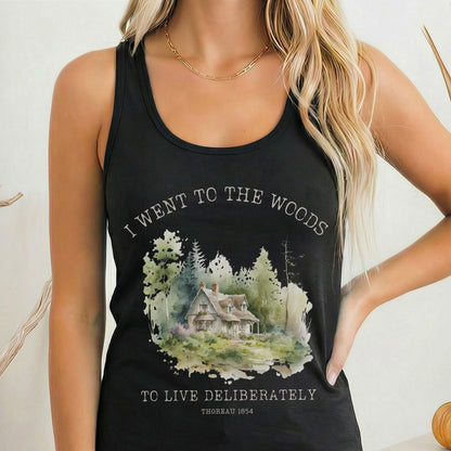 Tank Top Solid Black / XS I Went To The Woods Thoreau Women's Racerback Lightweight Tank Top The Mystic Eden