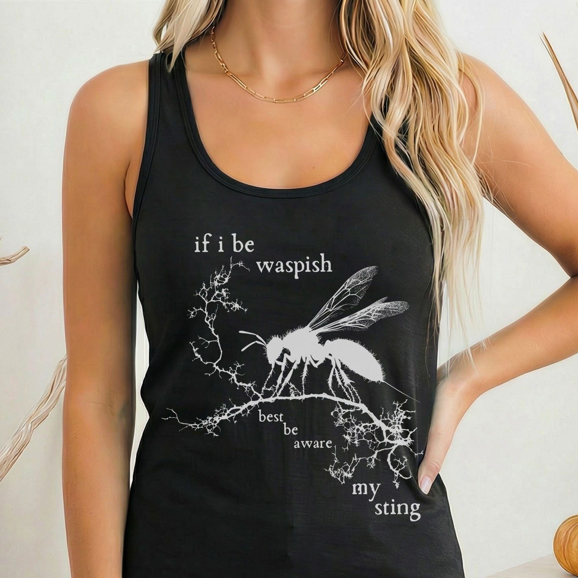 Tank Top Solid Black / XS If I Be Waspish Best Be Aware My Sting Shakespeare Women's Racerback Tank Top The Mystic Eden