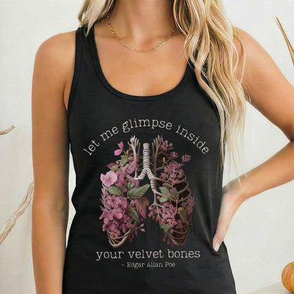 Tank Top Solid Black / XS Let Me Glimpse Inside Your Velvet Bones Women's Racerback Tank Top The Mystic Eden