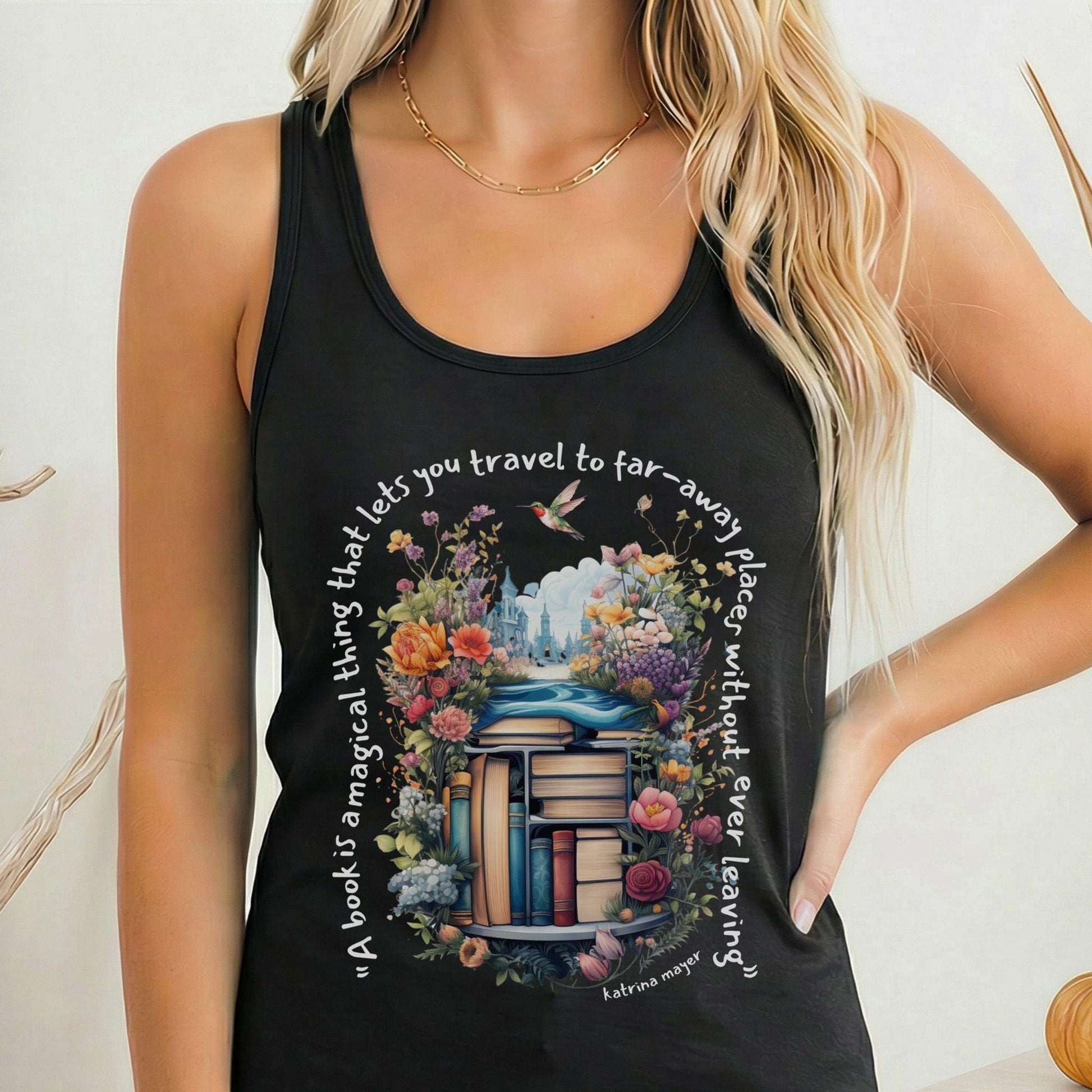 Tank Top Solid Black / XS Magical Book Women's Racerback Lightweight Tank Top The Mystic Eden