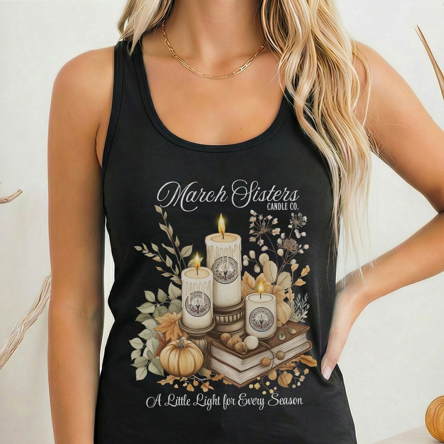 Tank Top Solid Black / XS March Sisters Candle Co Little Women Racerback Women's Tank Top The Mystic Eden
