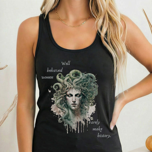 Tank Top Solid Black / XS Medusa Greek Mythology Women's Lightweight Racerback Tank Top The Mystic Eden