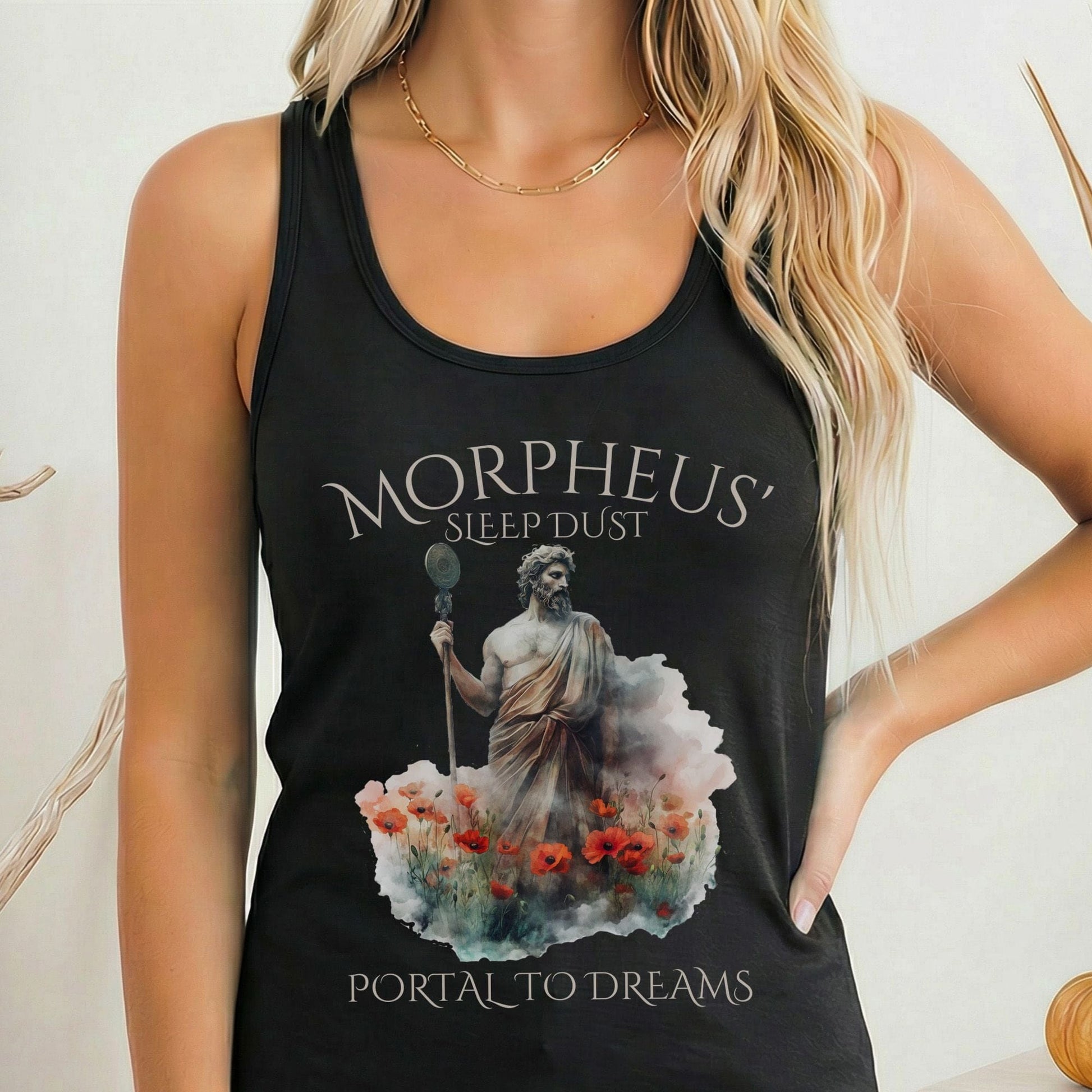 Tank Top Solid Black / XS Morpheus' Sleep Dust Portal to Dreams Mythology Women's Racerback Tank Top The Mystic Eden