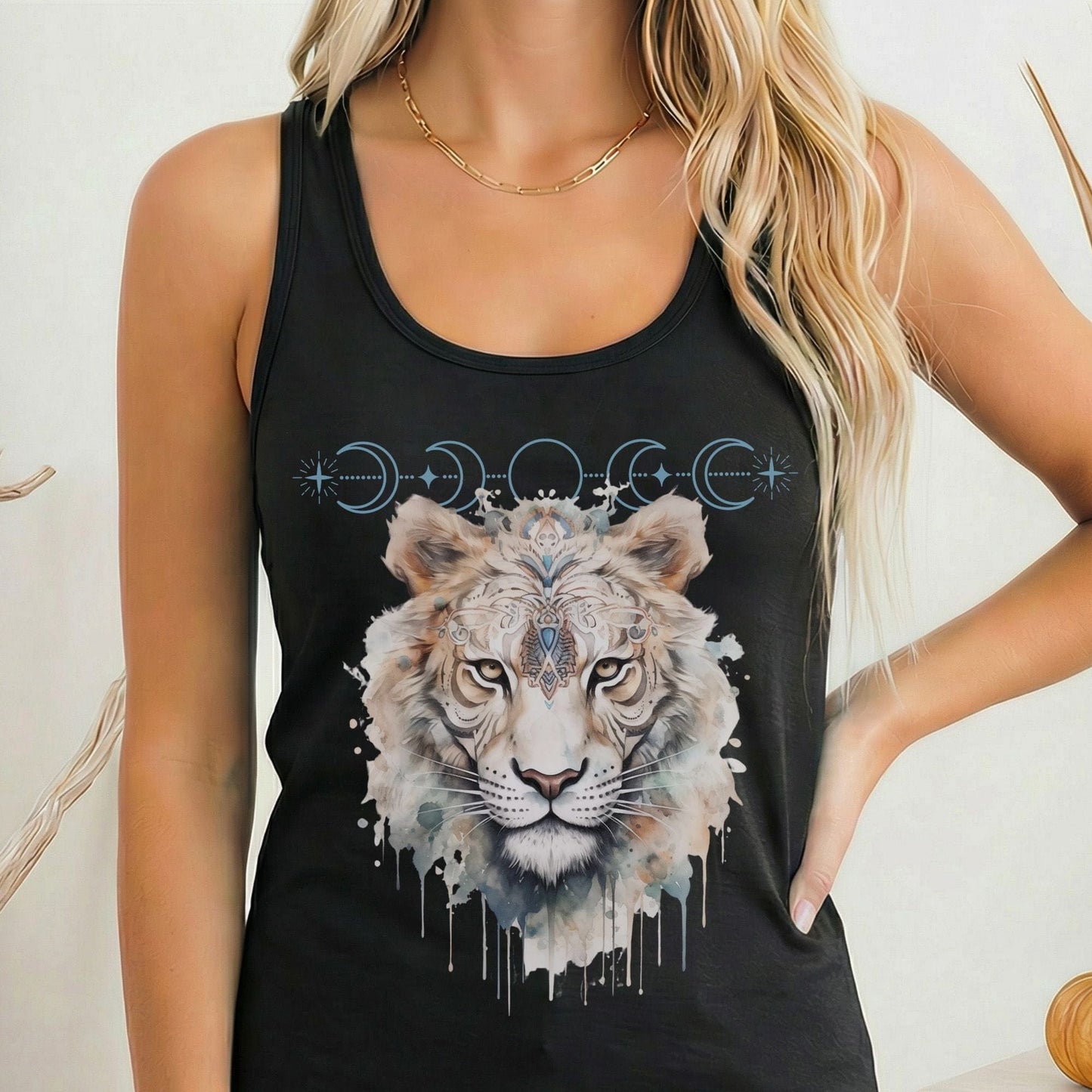 Tank Top Solid Black / XS Mystical White Tiger Women's Racerback Tank Top The Mystic Eden