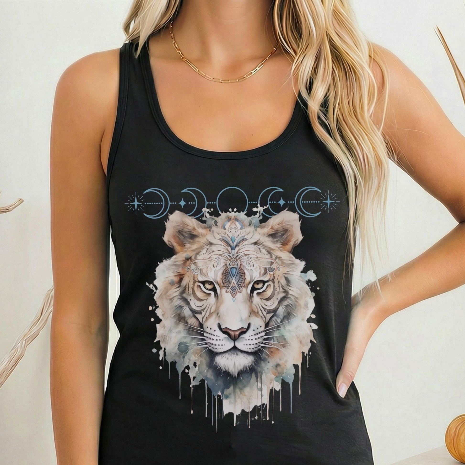 Tank Top Solid Black / XS Mystical White Tiger Women's Racerback Tank Top The Mystic Eden