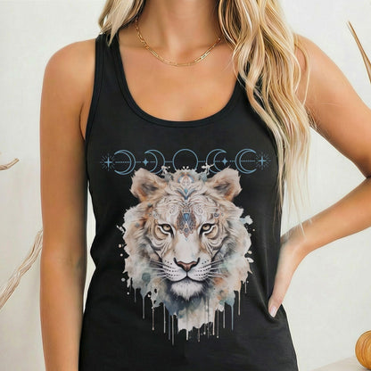 Tank Top Solid Black / XS Mystical White Tiger Women's Racerback Tank Top The Mystic Eden
