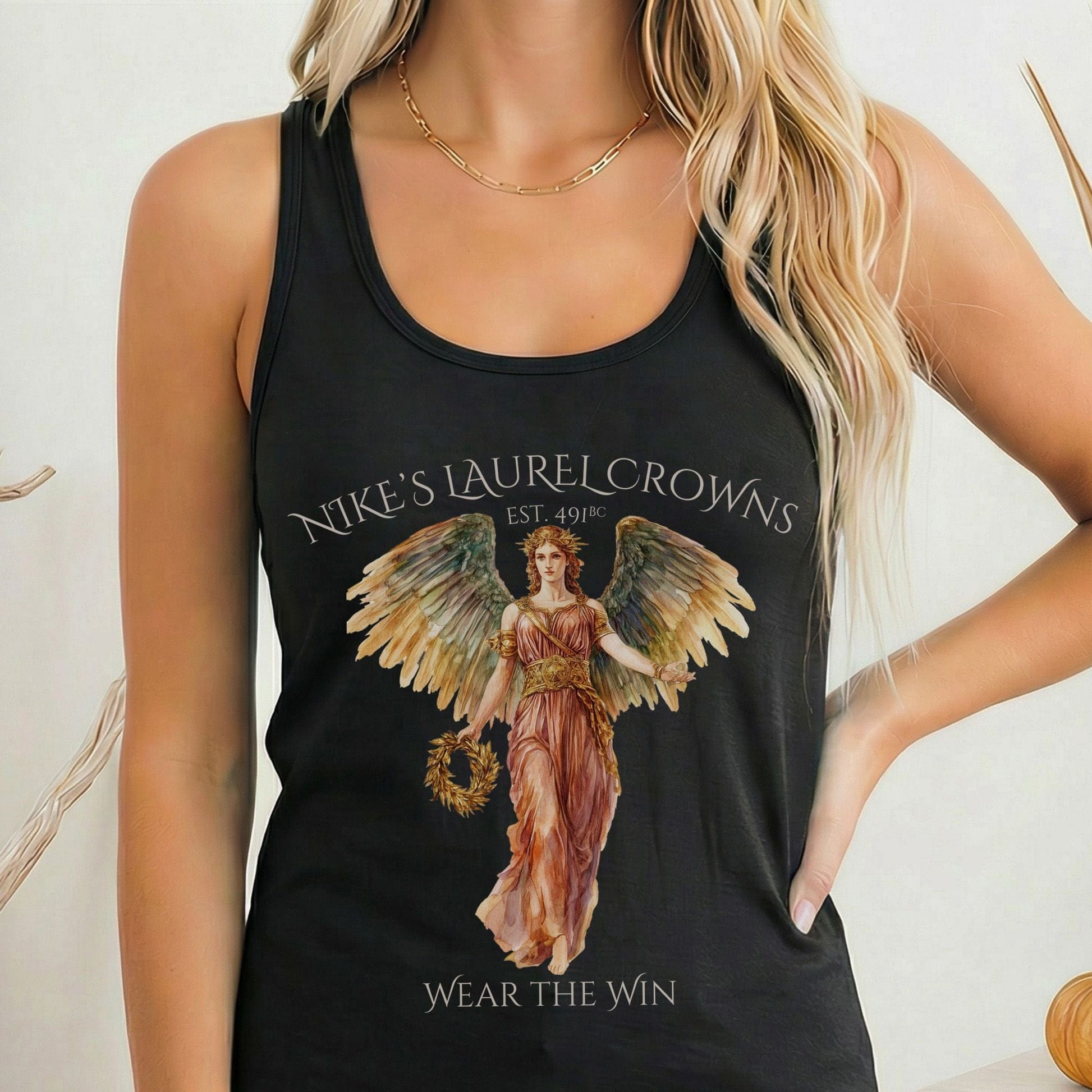 Tank Top Solid Black / XS Nike's Laurel Crowns Women's Racerback Tank Top The Mystic Eden
