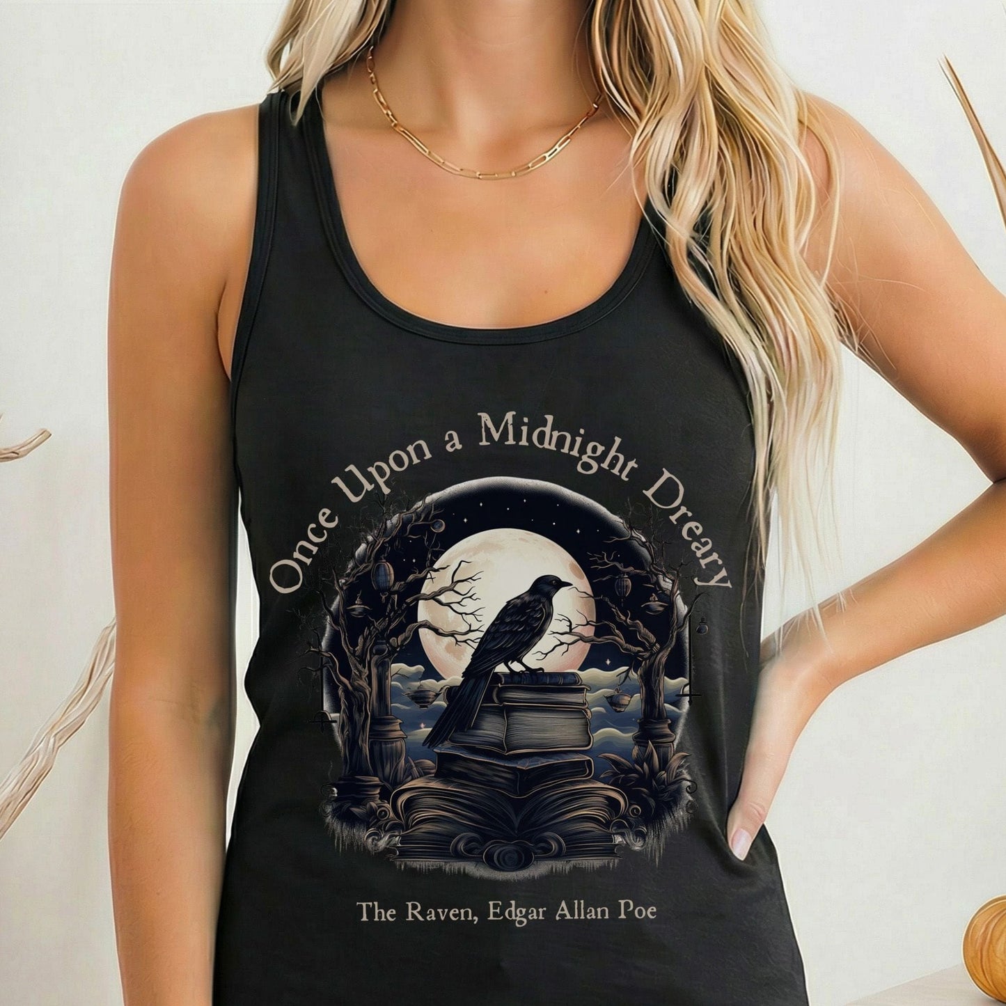 Tank Top Solid Black / XS Once Upon a Midnight Dreary Poe Women's Racerback Tank Top The Mystic Eden