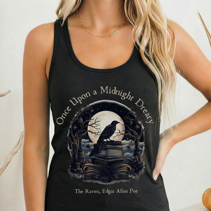 Tank Top Solid Black / XS Once Upon a Midnight Dreary Poe Women's Racerback Tank Top The Mystic Eden