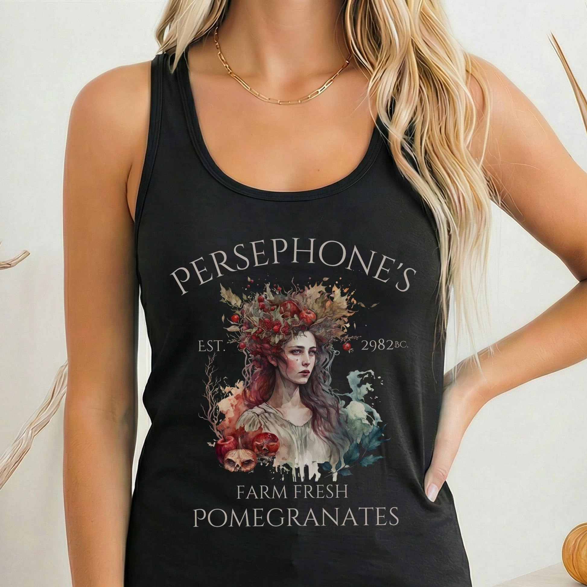 Tank Top Solid Black / XS Persephone's 2982 BC Greek Mythology Women's Racerback Tank Top The Mystic Eden
