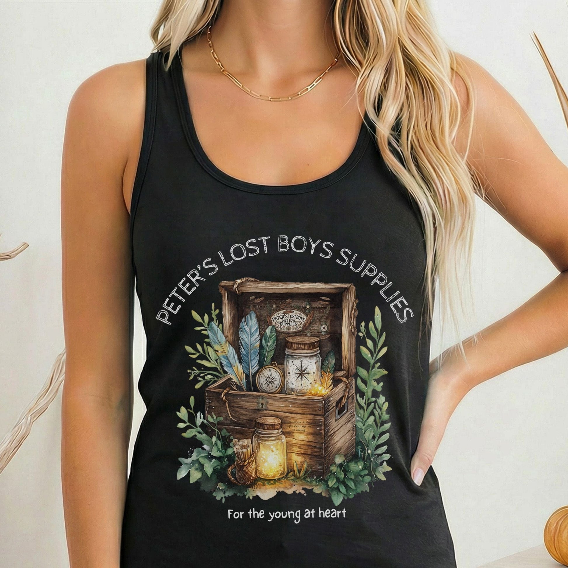 Tank Top Solid Black / XS Peter's Lost Boys Supplies Shirt Peter Pan Women's Racerback Tank Top The Mystic Eden