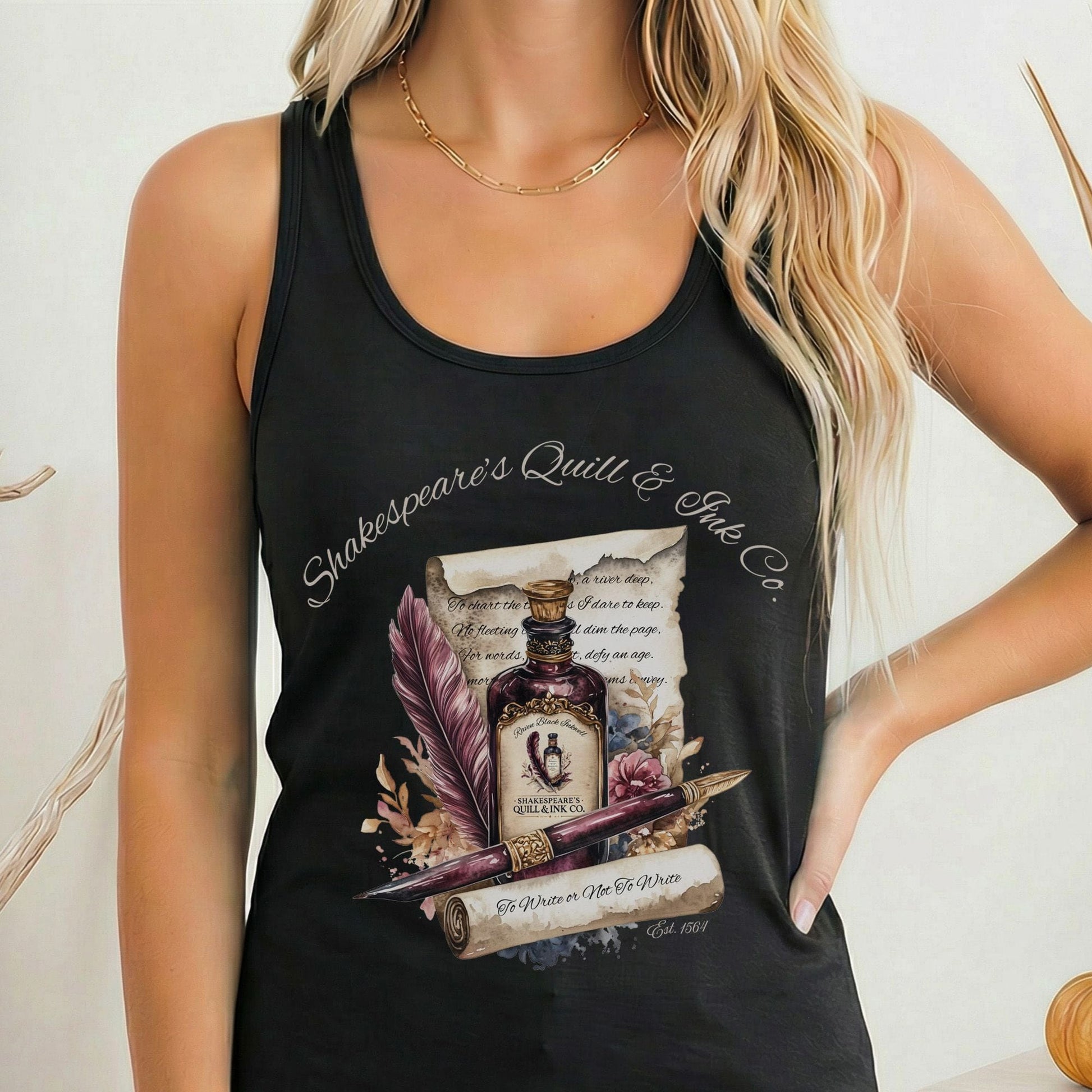 Tank Top Solid Black / XS Shakespeare's Quill & Ink Co. Women's Racerback Tank Top The Mystic Eden