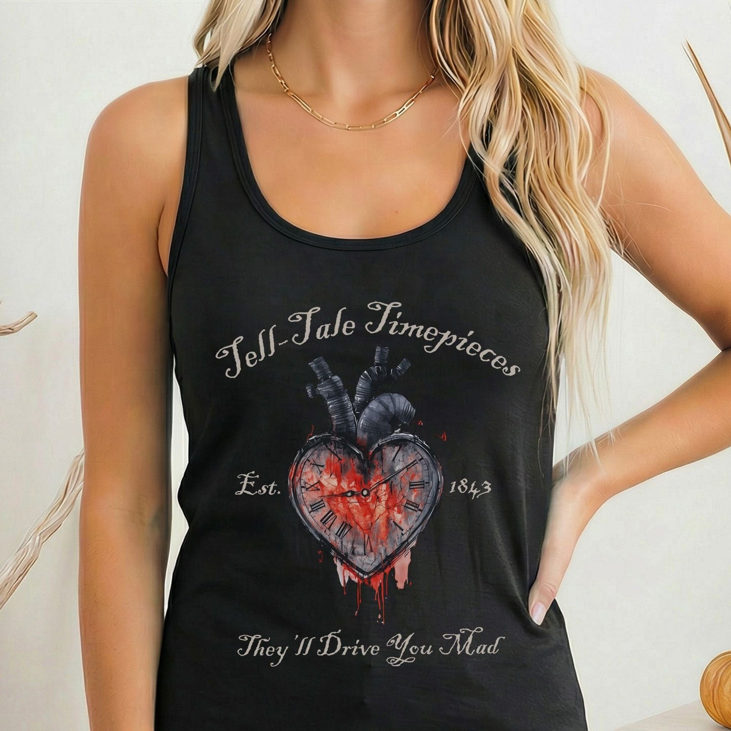 Tank Top Solid Black / XS Tell-tale Timepieces Poe Women's Racerback Tank Top The Mystic Eden