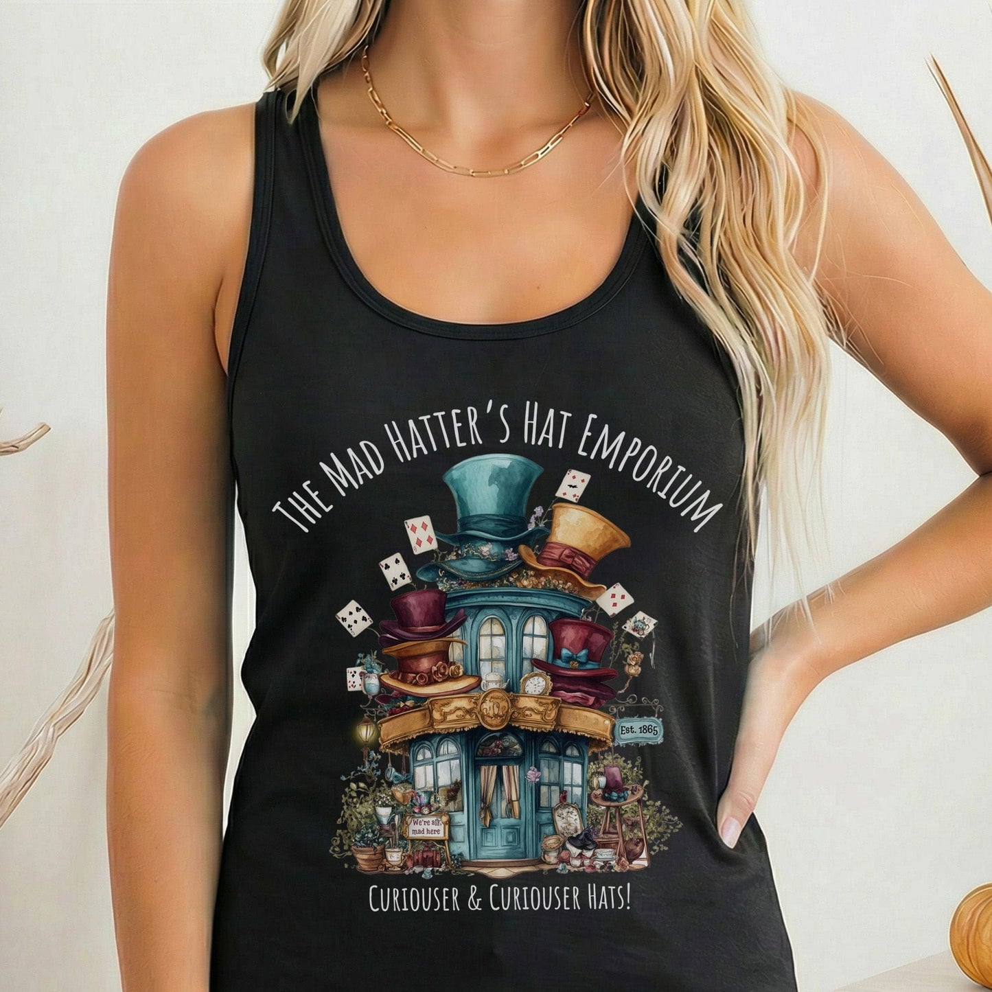 Tank Top Solid Black / XS The Mad Hatter's Hat Emporium Women's Racerback Tank Top The Mystic Eden