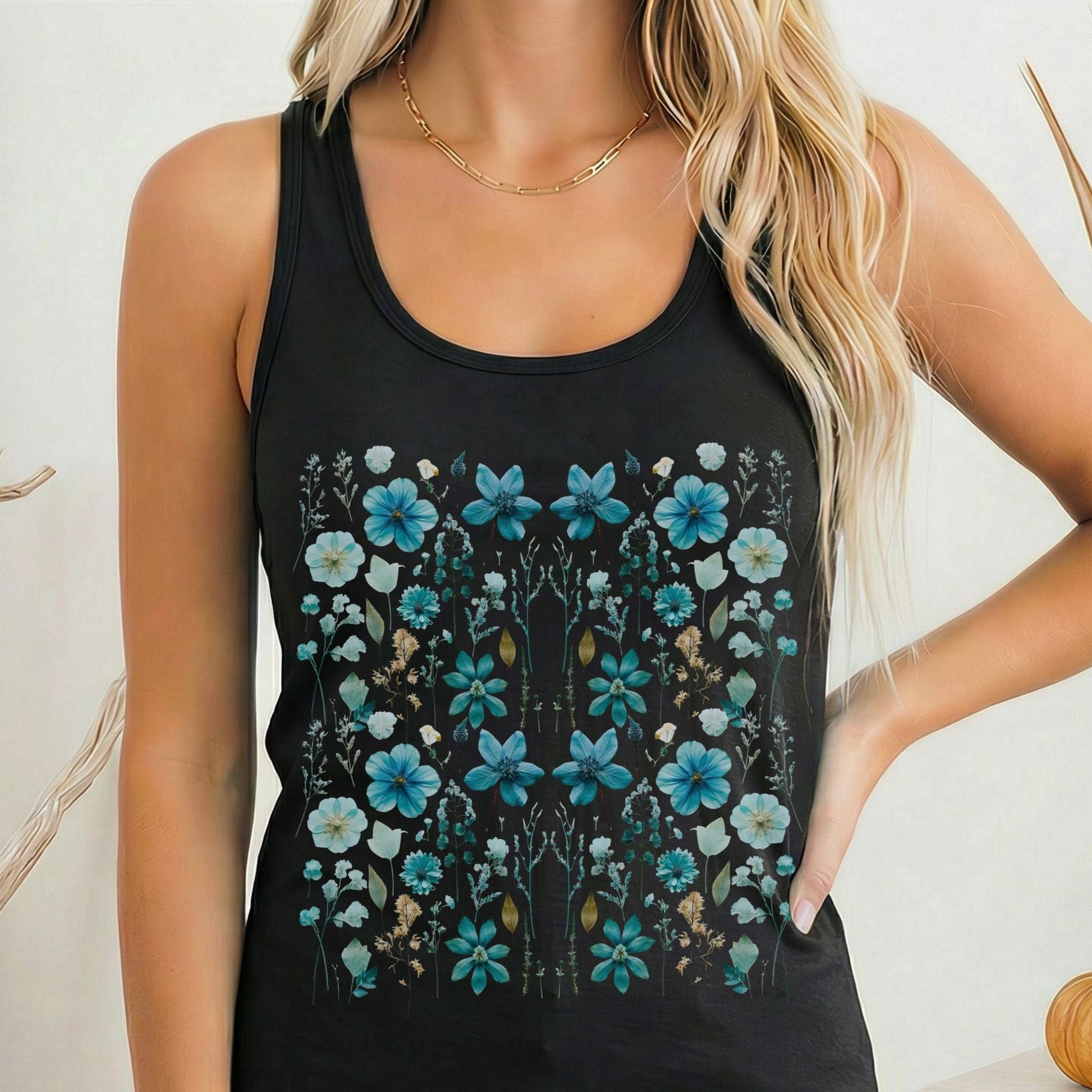 Tank Top Solid Black / XS Turquoise Wildflower Women's Lightweight Tank Top The Mystic Eden