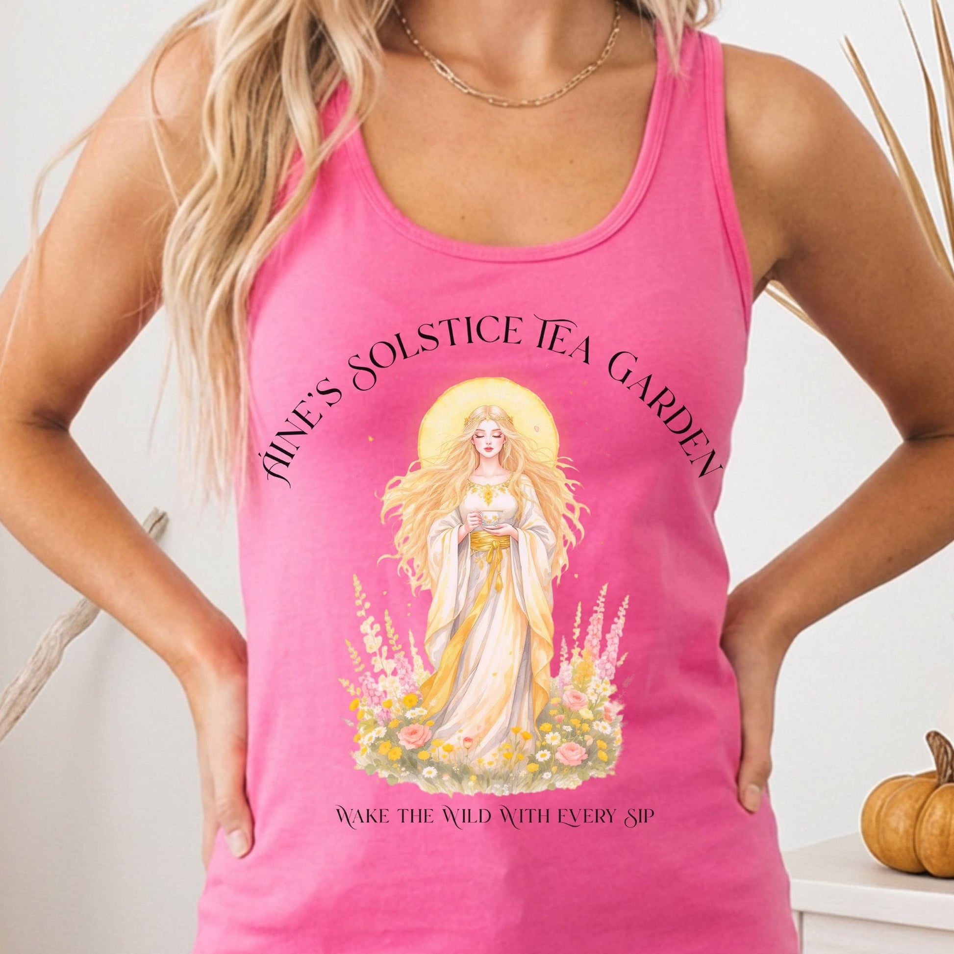 Tank Top Solid Hot Pink / XS Áine's Solstice Tea Garden Radiant Goddess Women's Lightweight Tank Top The Mystic Eden