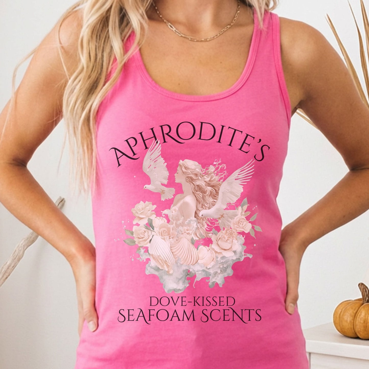 Tank Top Solid Hot Pink / XS Aphrodite's Dove-Kissed Seafoam Scents Women's Racerback Tank Top The Mystic Eden