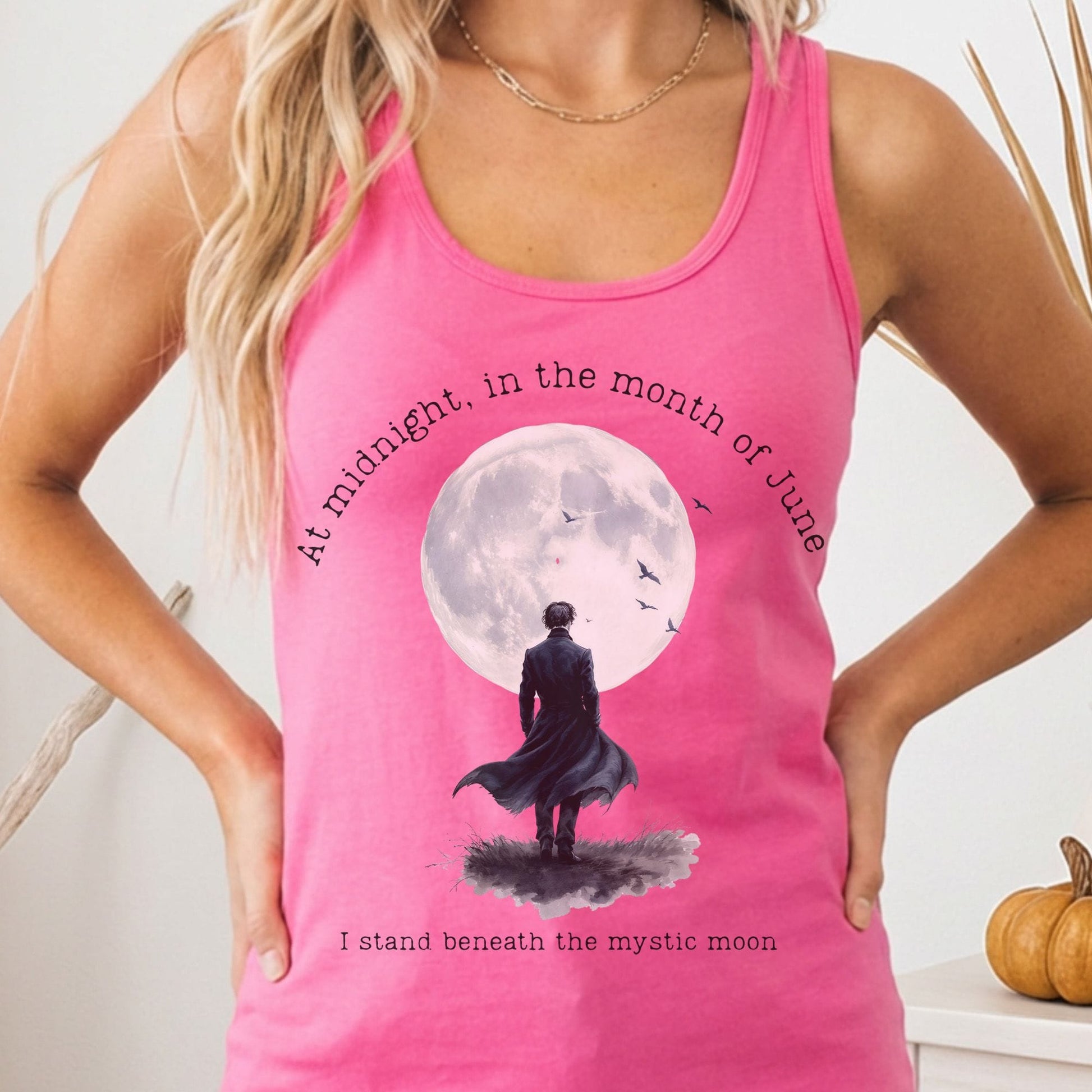 Tank Top Solid Hot Pink / XS At midnight in June Mystic Moon Scene Women's Lightweight Tank Top The Mystic Eden