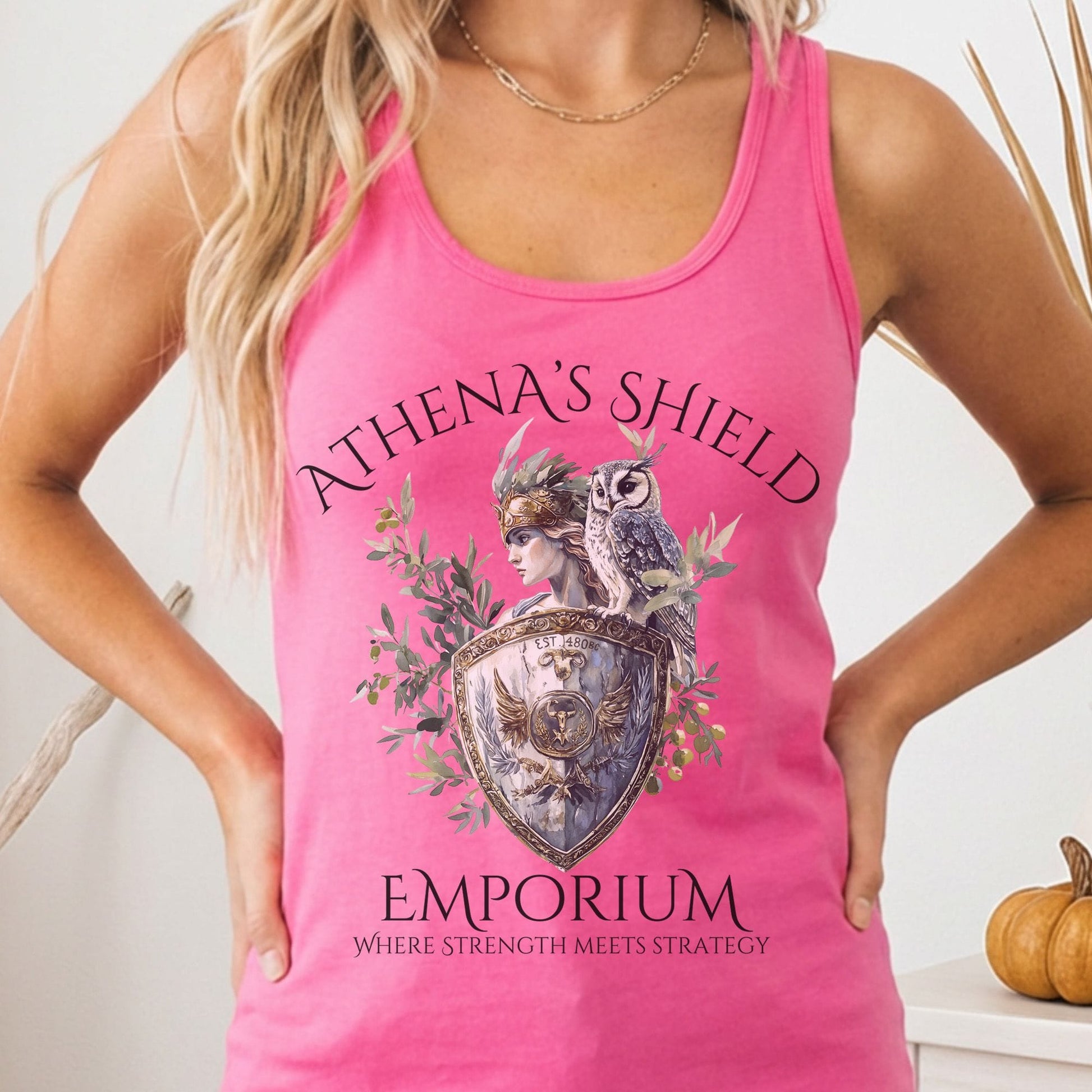 Tank Top Solid Hot Pink / XS Athena's Shield Emporium Women's Racerback Tank Top The Mystic Eden