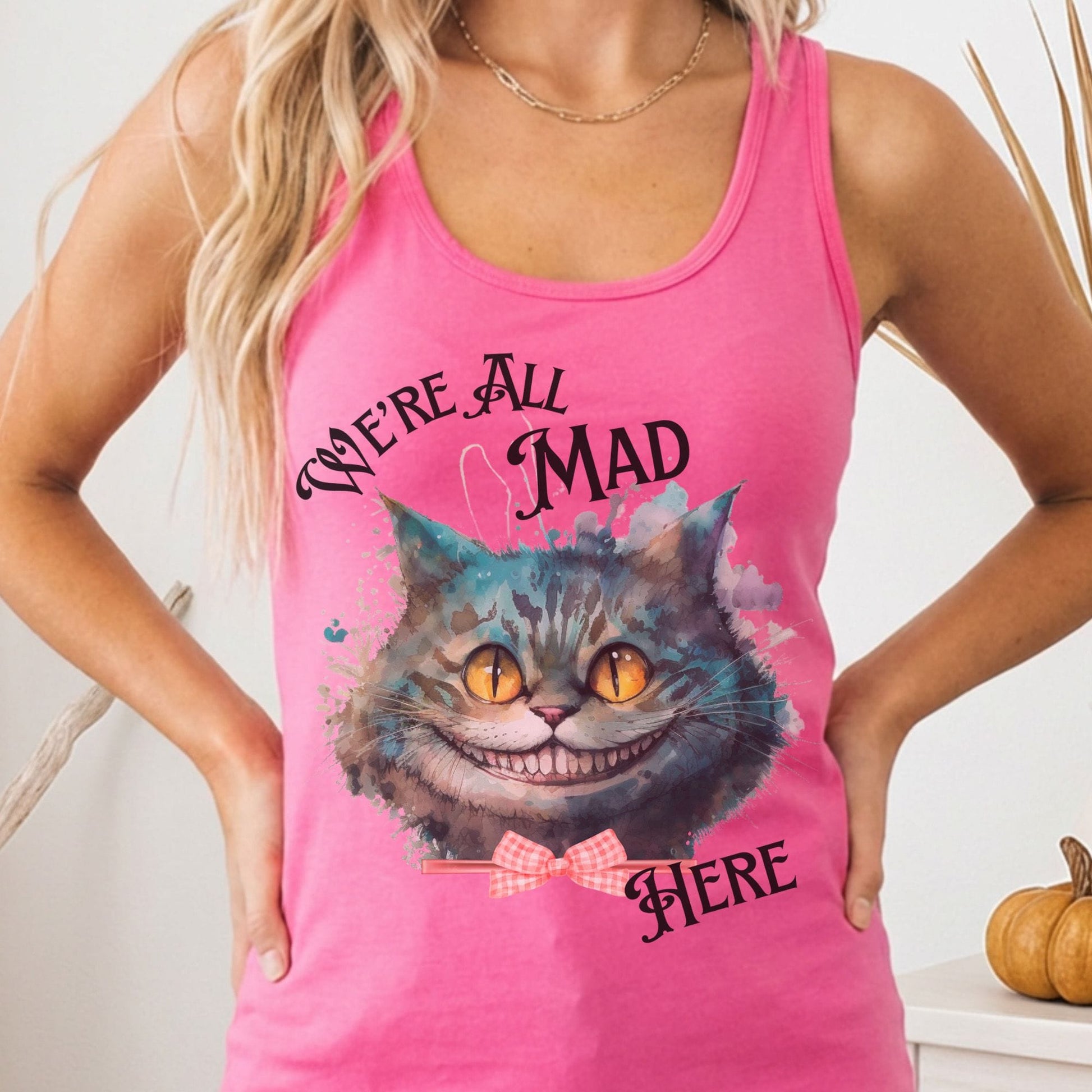 Tank Top Solid Hot Pink / XS Cheshire Cat Women's Racerback Tank Top The Mystic Eden