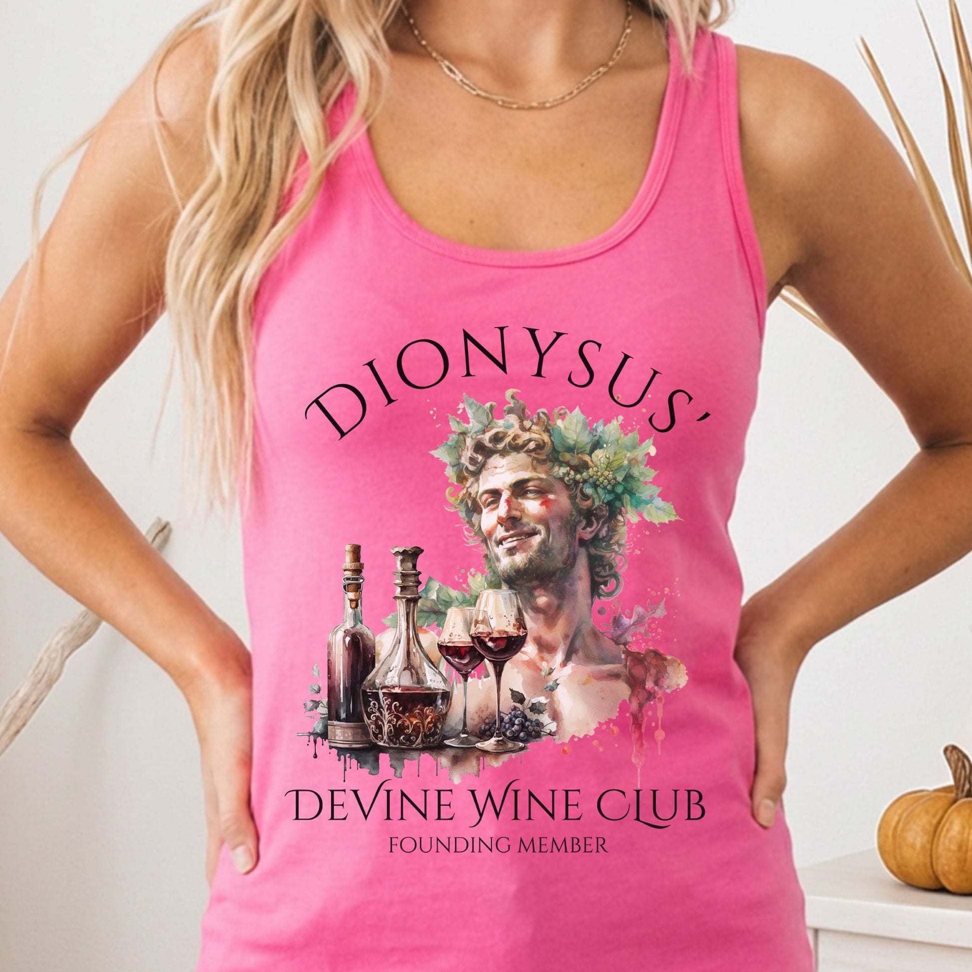Tank Top Solid Hot Pink / XS Dionysus' Divine Wine Club God of Wine Women's Lightweight Tank Top The Mystic Eden