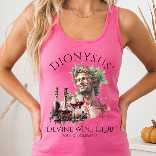 Tank Top Solid Hot Pink / XS Dionysus' Divine Wine Club God of Wine Women's Lightweight Tank Top The Mystic Eden