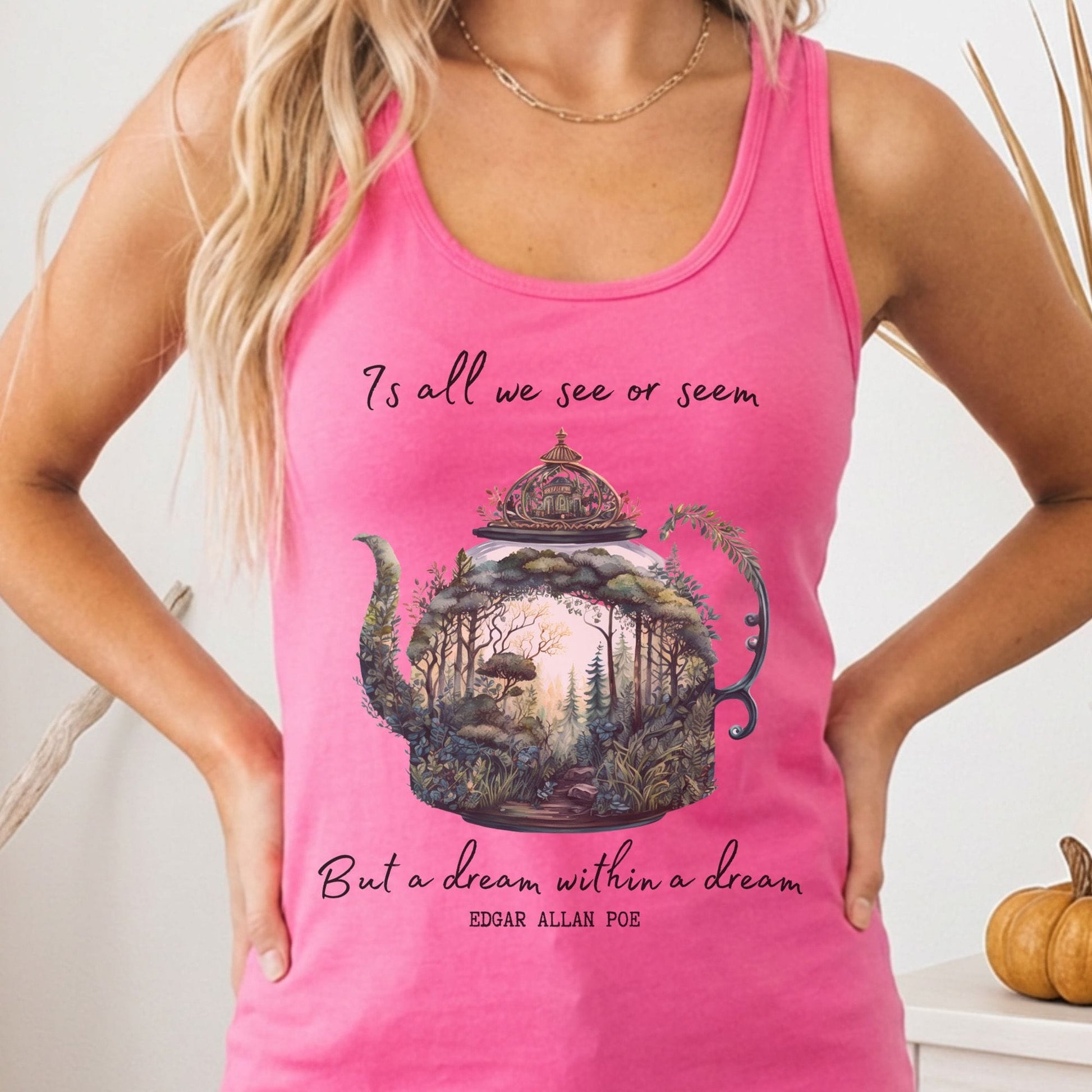 Tank Top Solid Hot Pink / XS Dream Within A Dream Poe Women's Racerback Tank Top The Mystic Eden