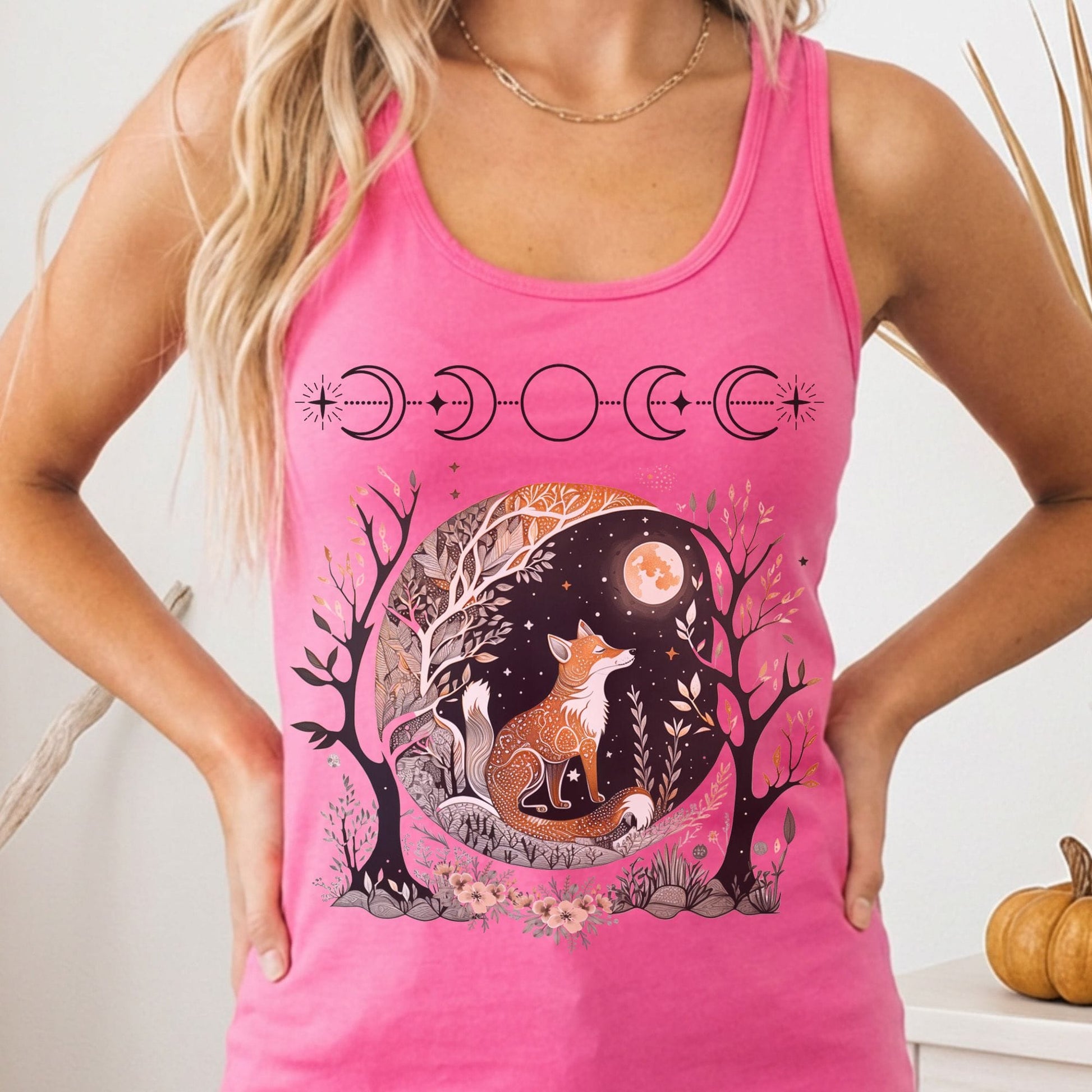 Tank Top Solid Hot Pink / XS Fox Whimsigoth Women's Racerback Tank Top The Mystic Eden
