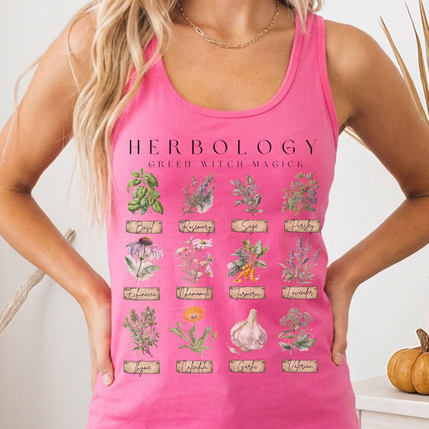 Tank Top Solid Hot Pink / XS Herbology Green Witch Women's Racerback Tank Top The Mystic Eden