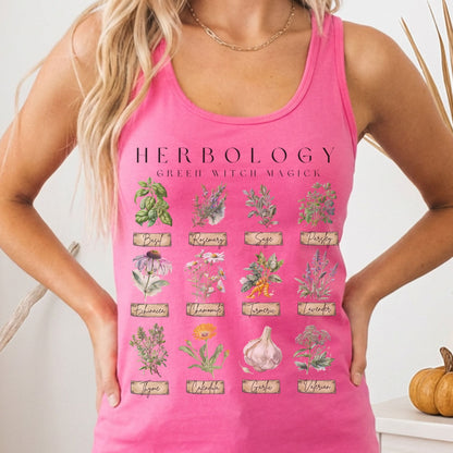 Tank Top Solid Hot Pink / XS Herbology Green Witch Women's Racerback Tank Top The Mystic Eden