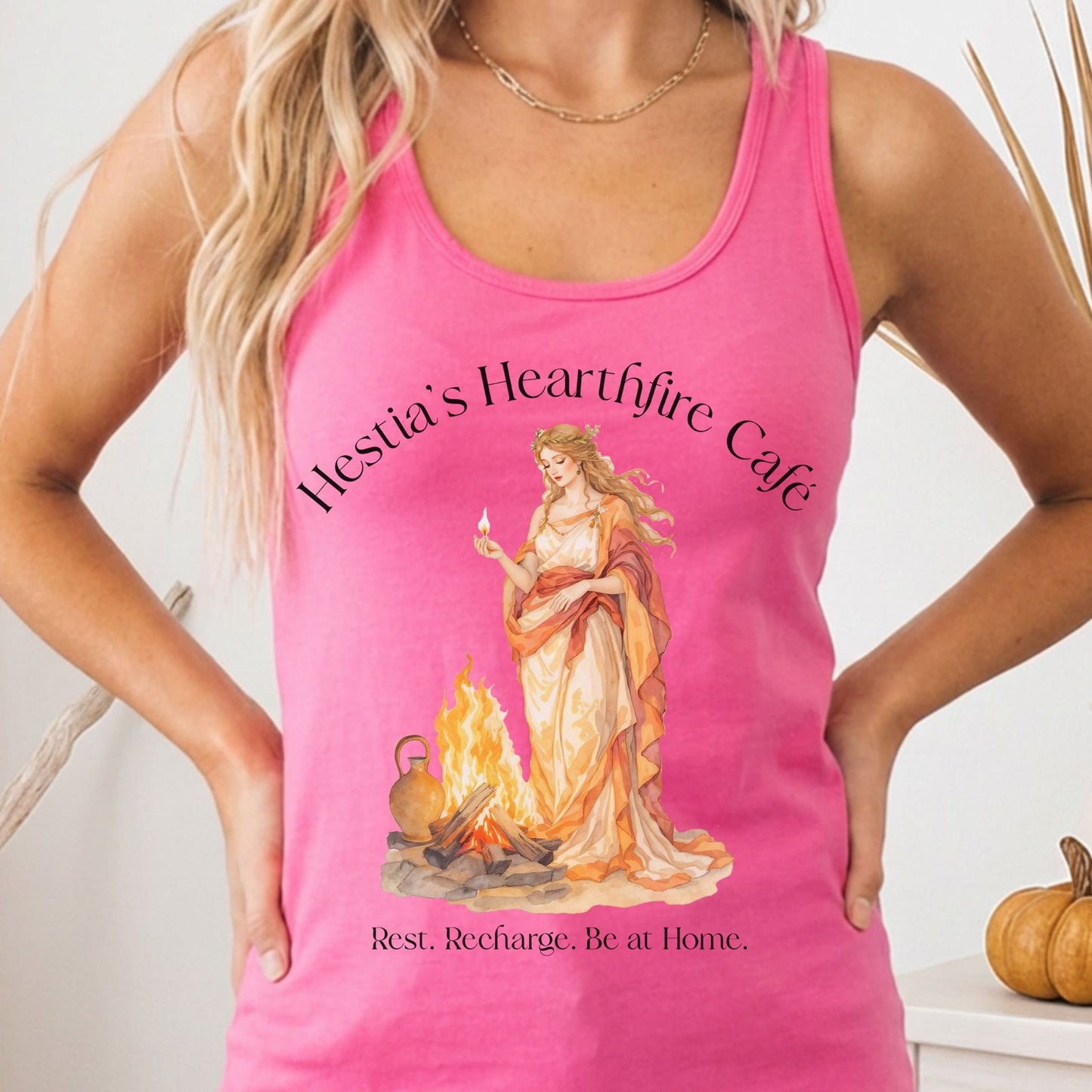 Tank Top Solid Hot Pink / XS Hestia's Hearthfire Café Goddess by the Fire Women's Lightweight Tank Top The Mystic Eden