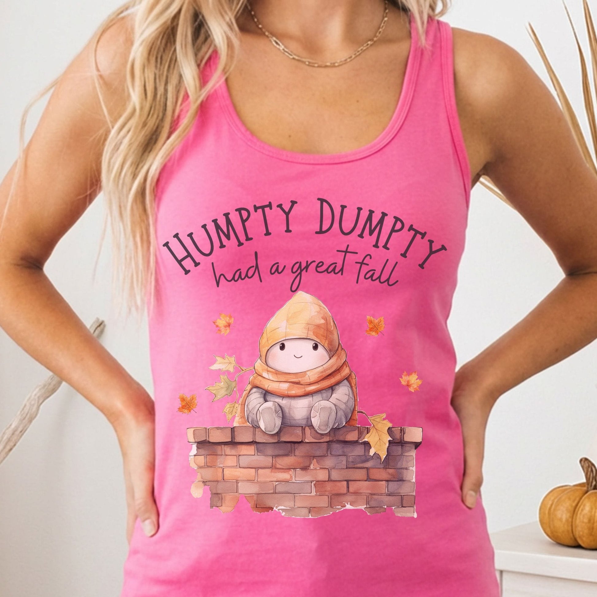 Tank Top Solid Hot Pink / XS Humpty Dumpty Had a Great Fall Women's Racerback Tank Top The Mystic Eden