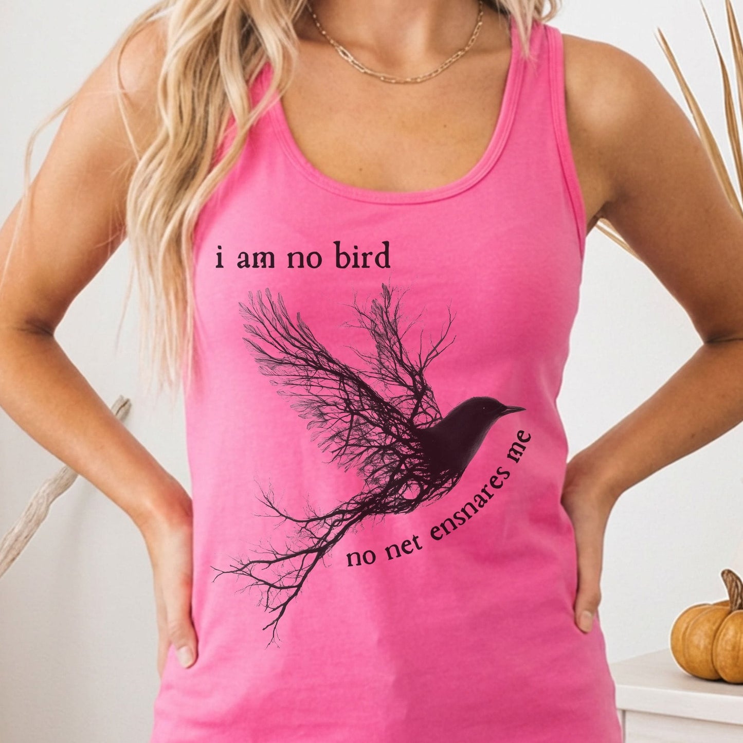 Tank Top Solid Hot Pink / XS I am no bird Jane Eyre Charlotte Brontë Women's Racerback Tank Top The Mystic Eden