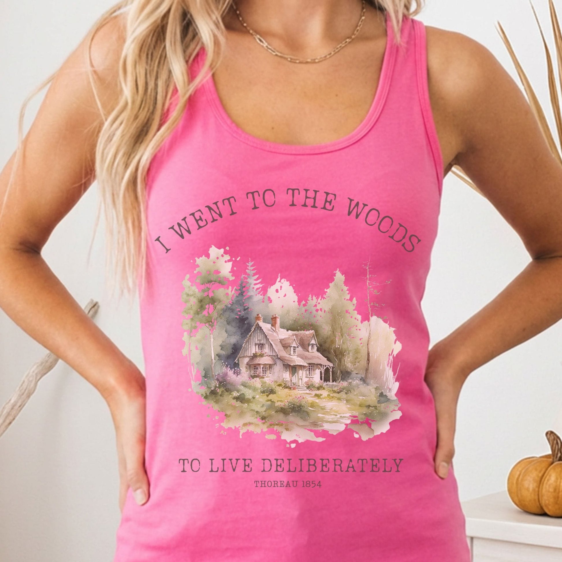 Tank Top Solid Hot Pink / XS I Went To The Woods Thoreau Women's Racerback Lightweight Tank Top The Mystic Eden