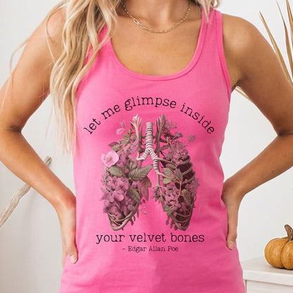 Tank Top Solid Hot Pink / XS Let Me Glimpse Inside Your Velvet Bones Women's Racerback Tank Top The Mystic Eden