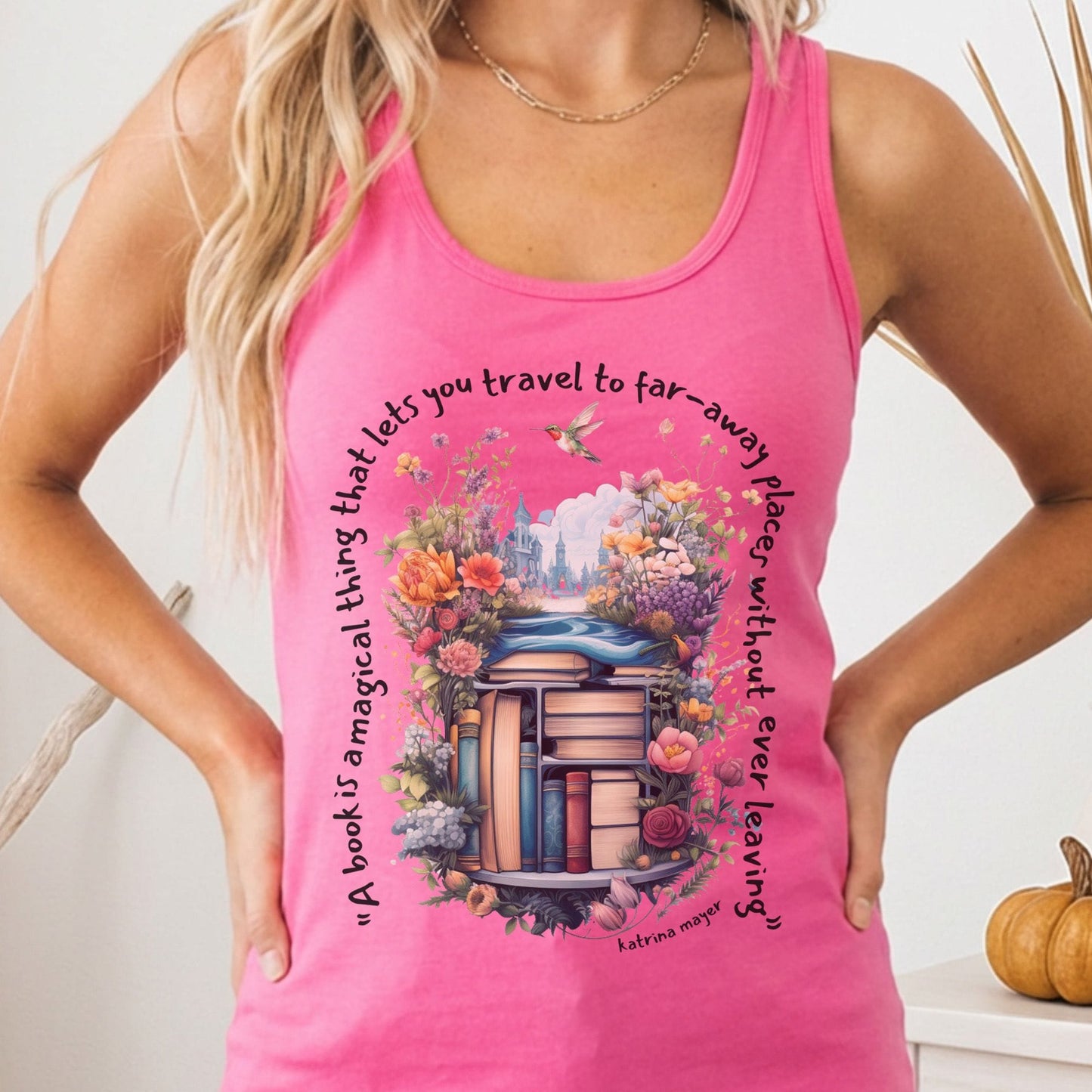 Tank Top Solid Hot Pink / XS Magical Book Women's Racerback Lightweight Tank Top The Mystic Eden