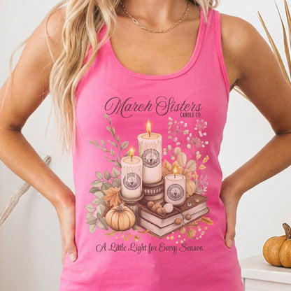 Tank Top Solid Hot Pink / XS March Sisters Candle Co Little Women Racerback Women's Tank Top The Mystic Eden