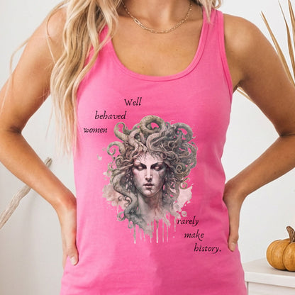 Tank Top Solid Hot Pink / XS Medusa Greek Mythology Women's Lightweight Racerback Tank Top The Mystic Eden