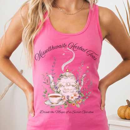 Tank Top Solid Hot Pink / XS Misselthwaite Herbal Tea The Secret Garden Women's Racerback Tank Top The Mystic Eden
