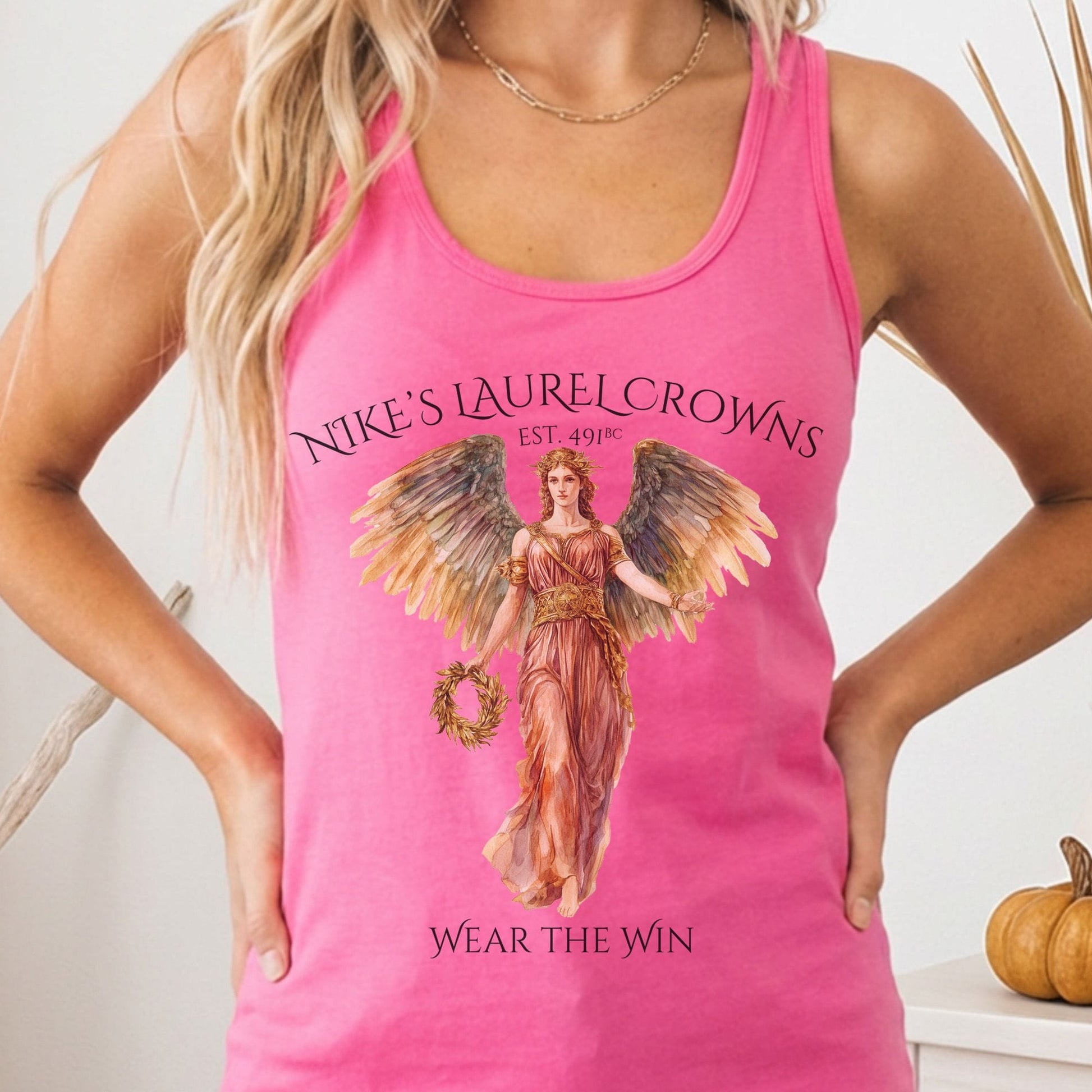 Tank Top Solid Hot Pink / XS Nike's Laurel Crowns Women's Racerback Tank Top The Mystic Eden