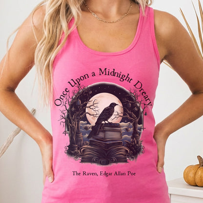 Tank Top Solid Hot Pink / XS Once Upon a Midnight Dreary Poe Women's Racerback Tank Top The Mystic Eden
