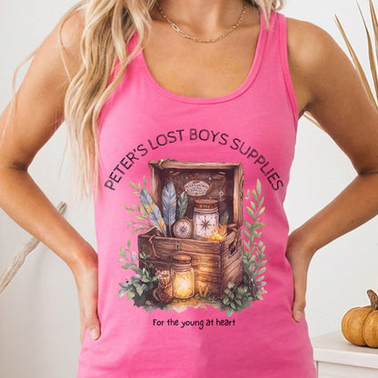 Tank Top Solid Hot Pink / XS Peter's Lost Boys Supplies Shirt Peter Pan Women's Racerback Tank Top The Mystic Eden