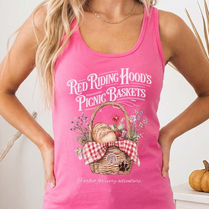 Tank Top Solid Hot Pink / XS Red Riding Hood's Picnic Baskets Women's Racerback Tank Top The Mystic Eden
