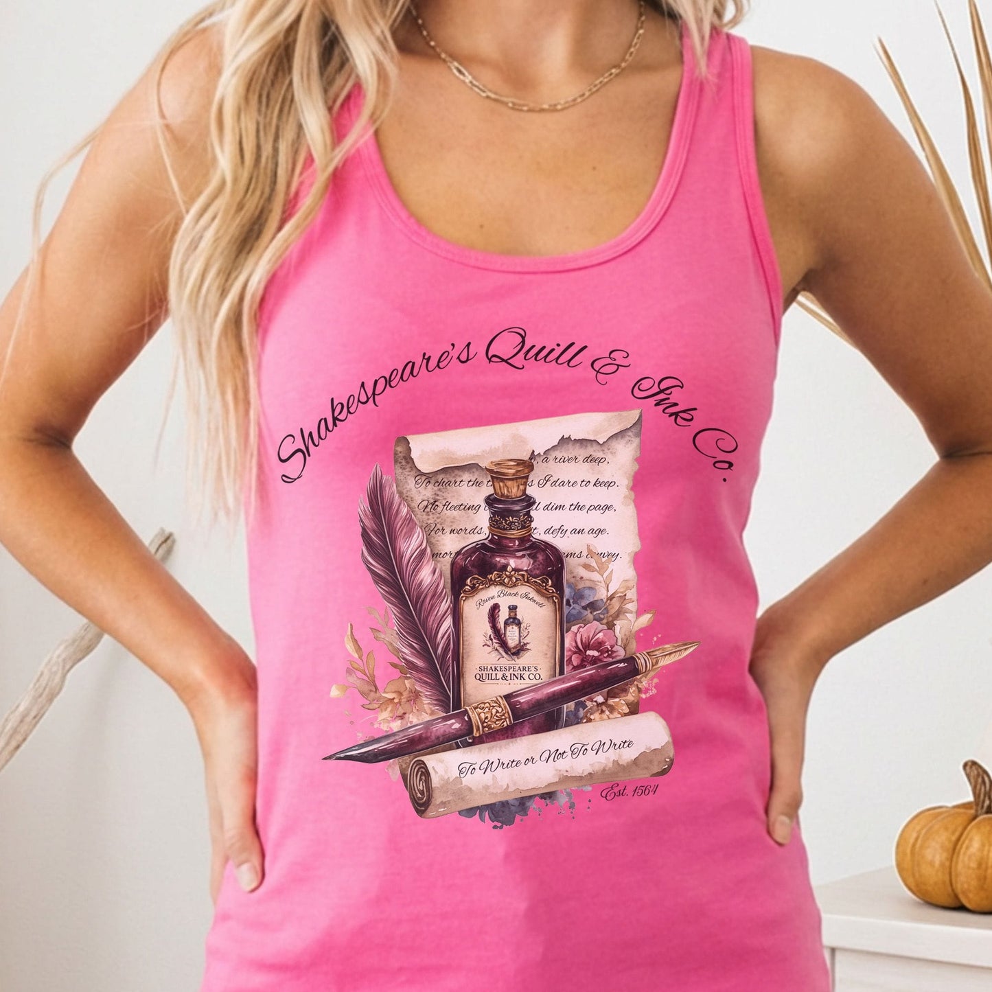 Tank Top Solid Hot Pink / XS Shakespeare's Quill & Ink Co. Women's Racerback Tank Top The Mystic Eden