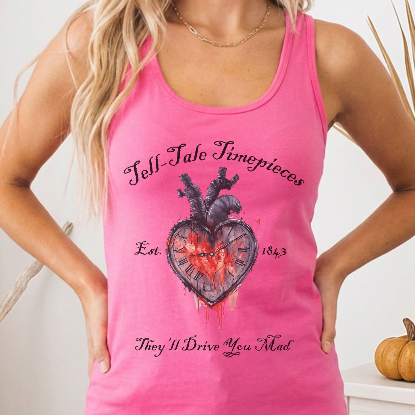 Tank Top Solid Hot Pink / XS Tell-tale Timepieces Poe Women's Racerback Tank Top The Mystic Eden