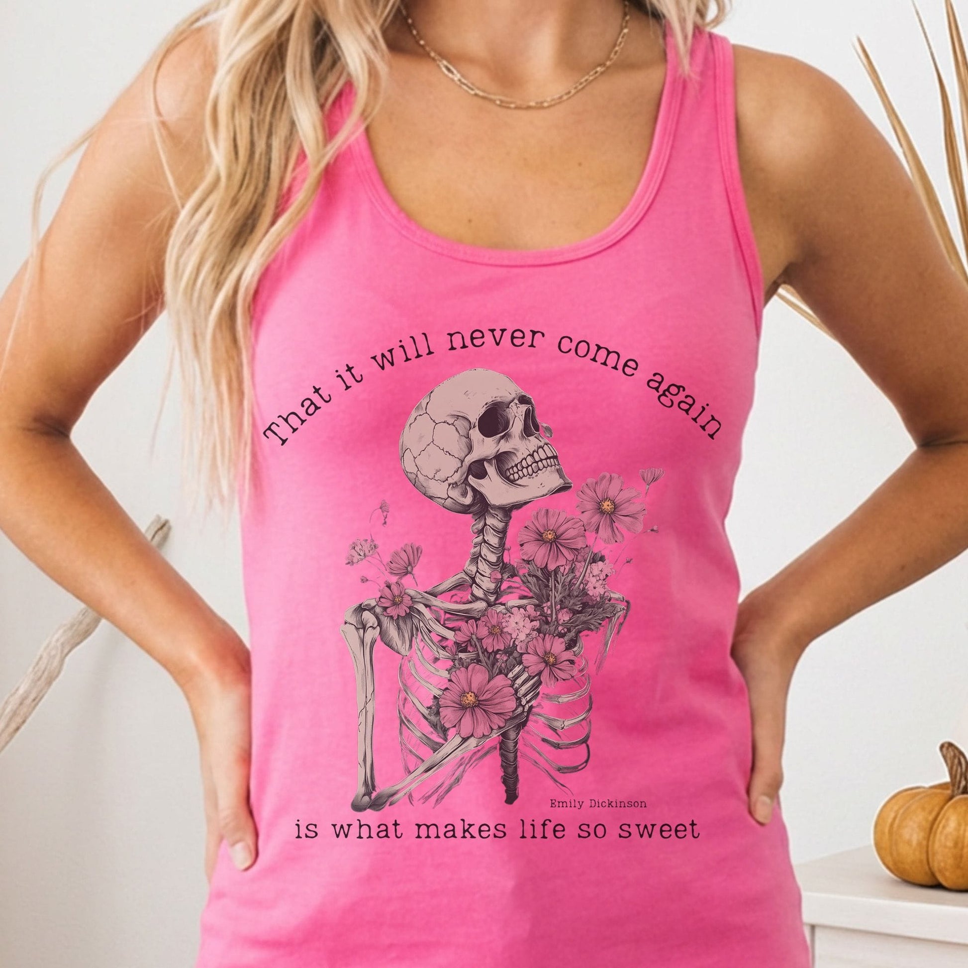 Tank Top Solid Hot Pink / XS That It Will Never Come Again Emily Dickinson Women's Racerback Tank Top The Mystic Eden
