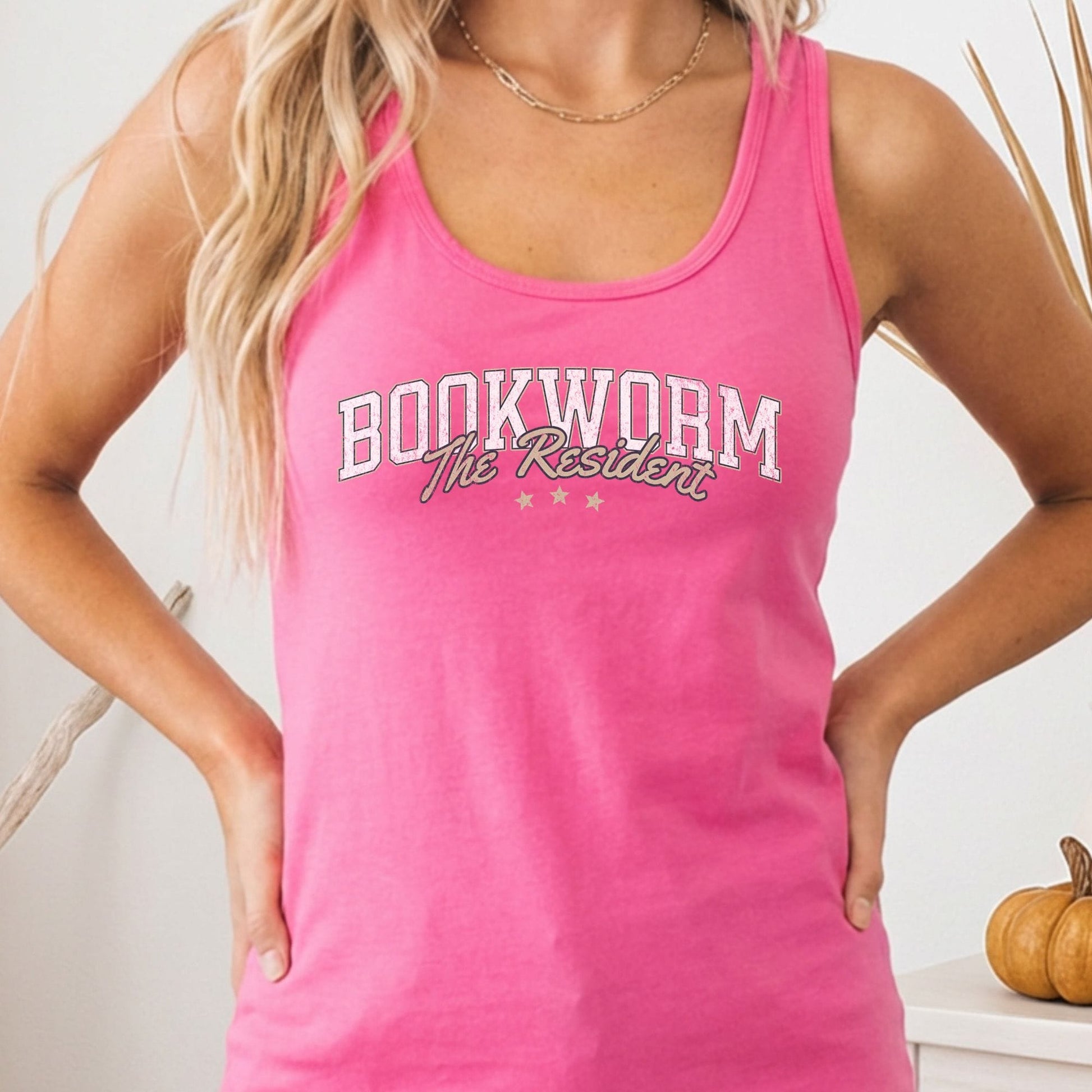 Tank Top Solid Hot Pink / XS The Resident Bookworm Women's Racerback Tank Top The Mystic Eden