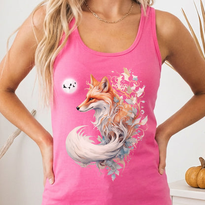 Tank Top Solid Hot Pink / XS Whimsical Fox Women's Racerback Lightweight Tank Top The Mystic Eden
