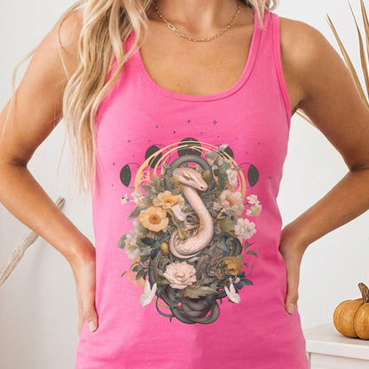 Tank Top Solid Hot Pink / XS Whimsical Snake Women's Racerback Tank Top The Mystic Eden