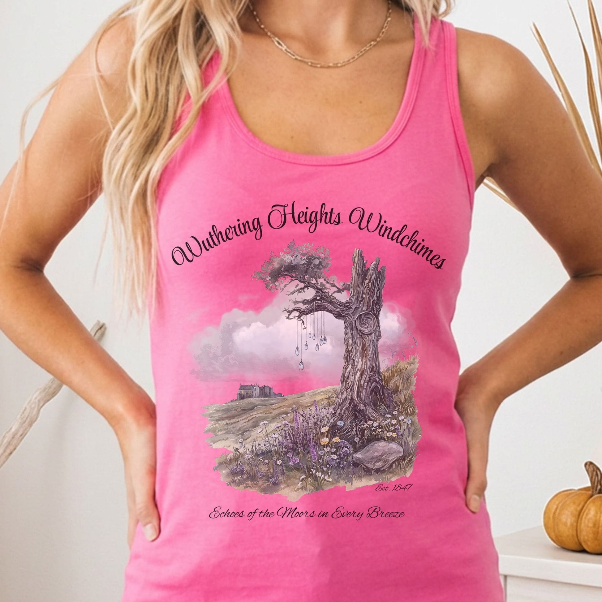 Tank Top Solid Hot Pink / XS Wuthering Heights Windchimes Women's Racerback Tank Top The Mystic Eden
